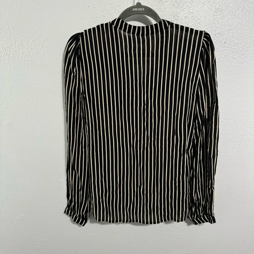 Reformation Arlington blouse black striped small